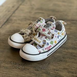 Converse, toddler size 9, Velcro straps, gamer girl print